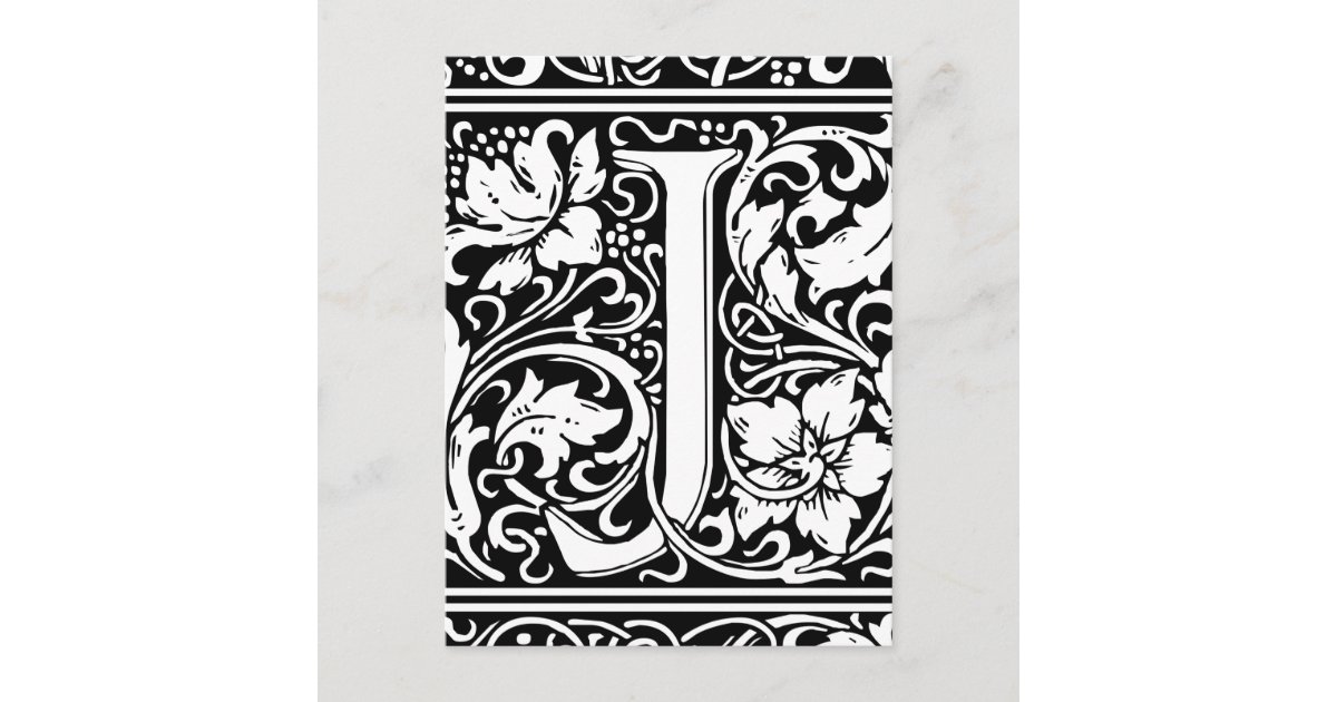 Letter J Medieval Monogram Vintage Initial Postcard | Zazzle