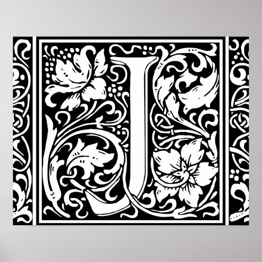 Letter J Medieval Monogram Vintage Initial Poster | Zazzle.com