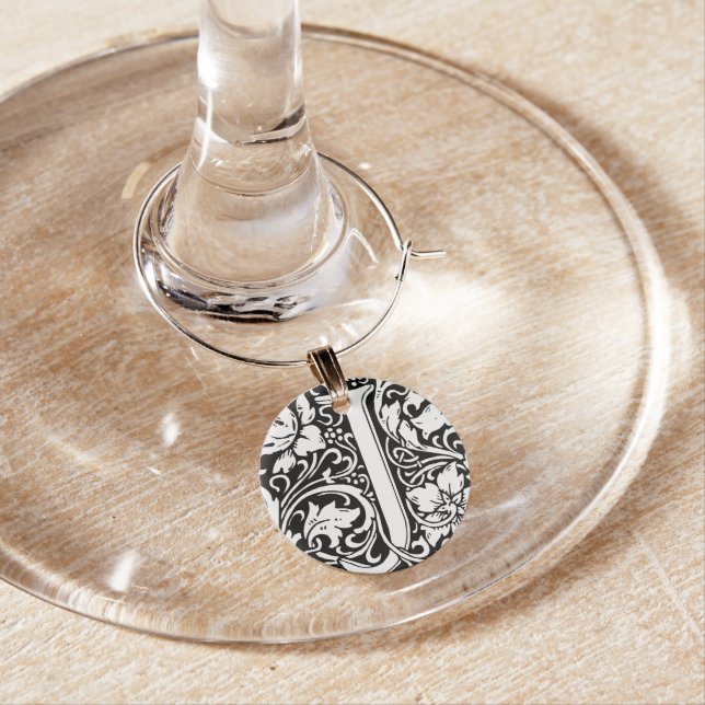 Letter J Medieval Monogram Vintage Initial Wine Glass Charm