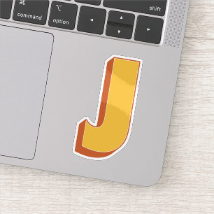 Letter J Monogram, Bold 3D Type Font Initial Sticker