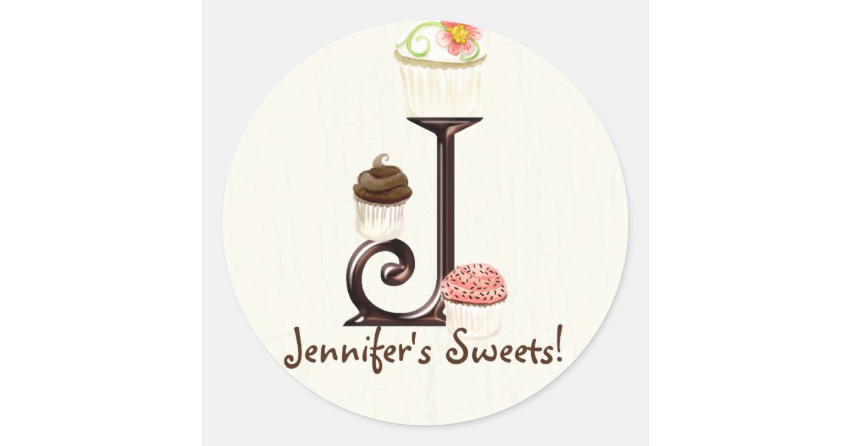 Letter J Monogram Cupcake Logo Business Stickers Zazzle