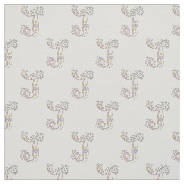 Letter J monogram decorative text custom fabric (Swatch)