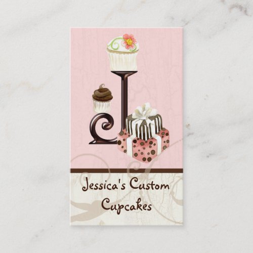 Letter J Monogram Dessert Bakery Business Cards