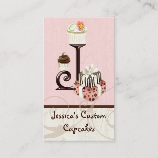 Customizable Letter J Monogram Dessert Bakery Business Cards