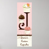 Letter J Monogram Dessert Bakery Business Poster