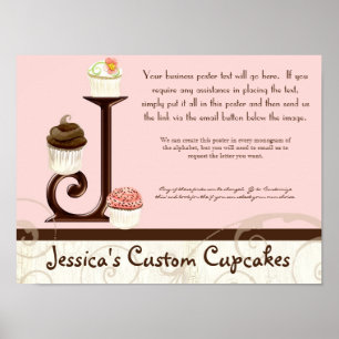 Letter J Monogram Dessert Bakery Business Poster