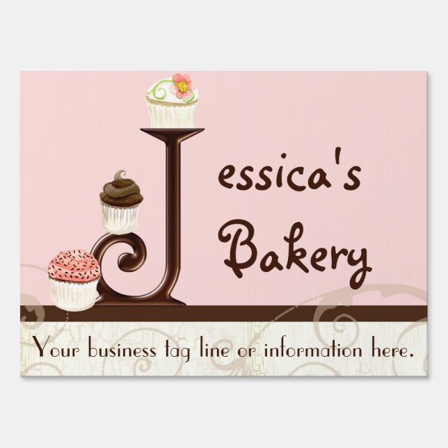Letter J Monogram Dessert Bakery Business Signage (Back)