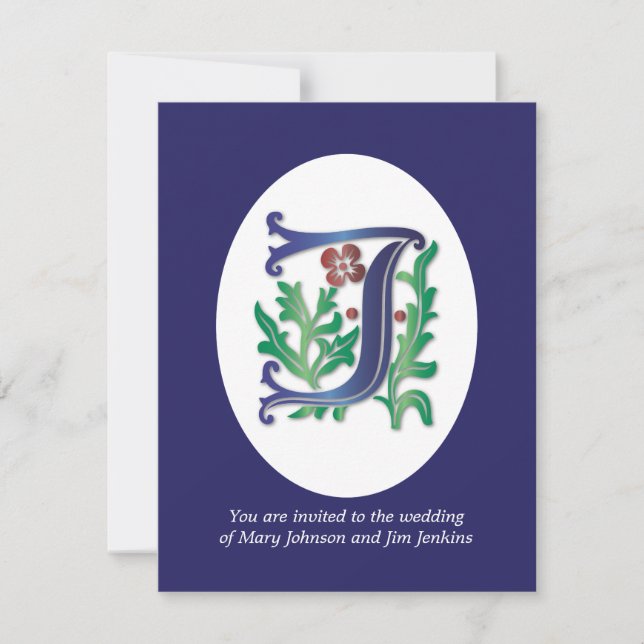 Letter J Monogram Fleur de lis Invitation (Front)