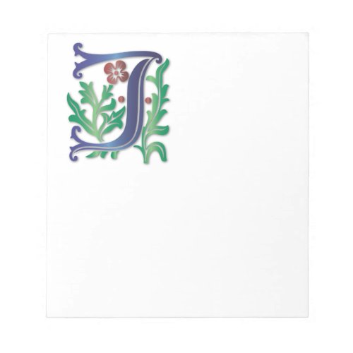 Letter J Monogram Fleur de lis Notepad