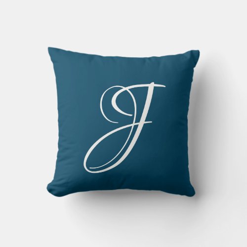 Letter J Monogram Initial Custom Throw Pillow
