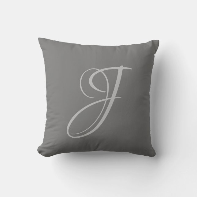Letter J Monogram Initial Custom Throw Pillow (Front)