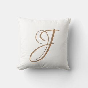Letter J Monogram Initial Custom Throw Pillow