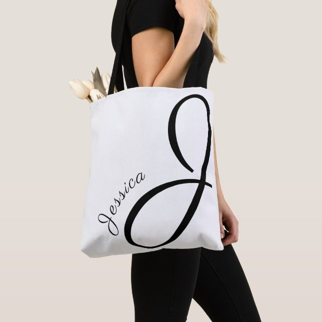 Letter J - Monogram + Name - modern elegant Tote Bag (Close Up)