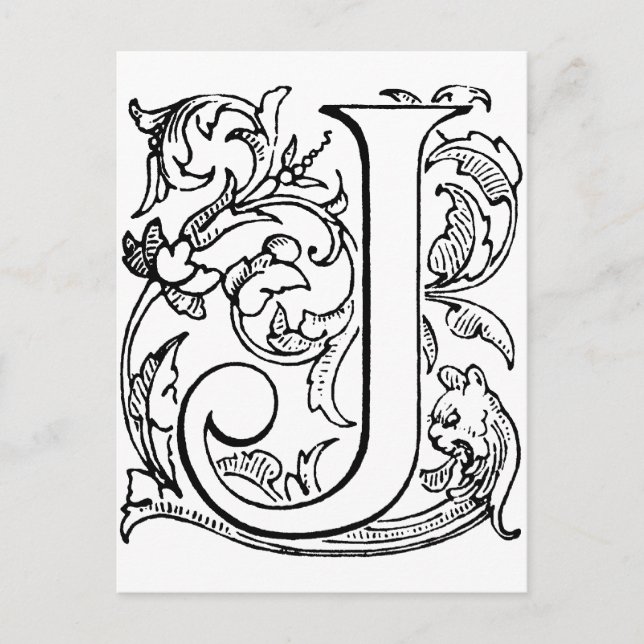 Letter J Monogram Postcard (Front)