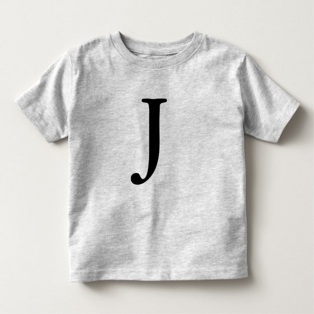 Letter J monogrammed black initial t shirt | Zazzle