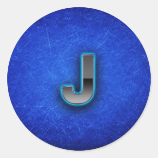 Letter J - neon blue edition Classic Round Sticker