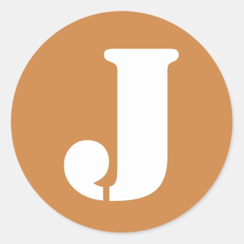 Letter J Peru Gold Stencil Alphabet by Janz Classic Round Sticker