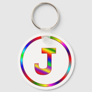 Letter J Rainbow Keychain