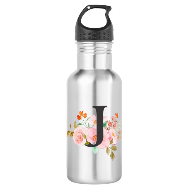 Letter J Stainless Steel Water Bottle (Front)