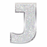 Letter J Statuette<br><div class="desc">Letter J silver faux glitter ornament</div>