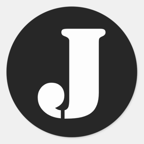 Letter J Stencil Alphabet by Janz Black Classic Round Sticker