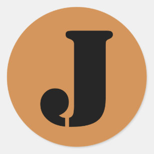 Small Letter J Stickers 1/2 Round