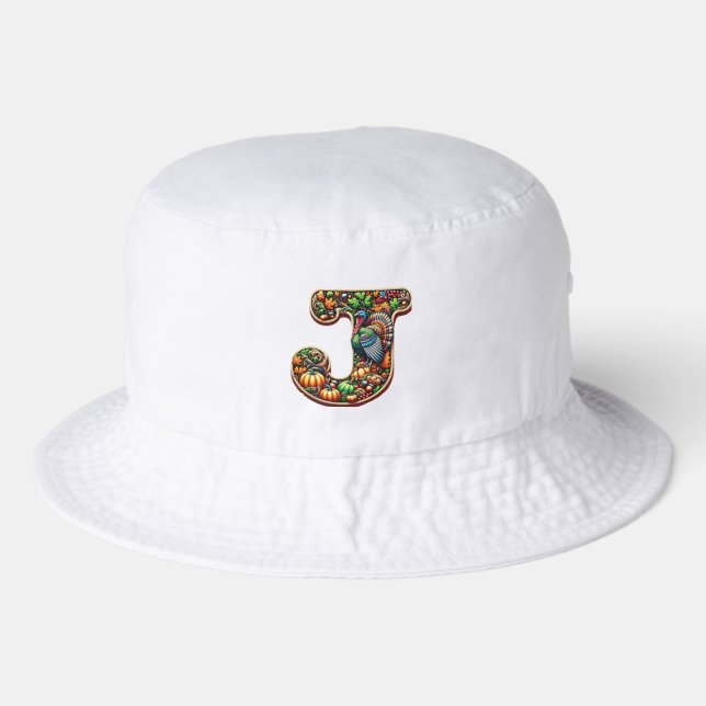 Letter J Thanksgiving style gift  Bucket Hat (Front)