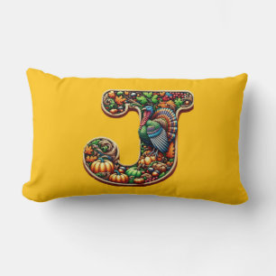 Letter J Thanksgiving style gift  Lumbar Pillow