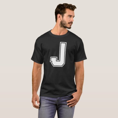 Letter J University Style Personalized Alphabet T_Shirt