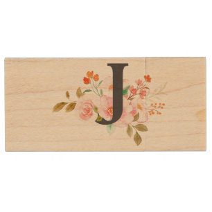 Letter J Wood Flash Drive