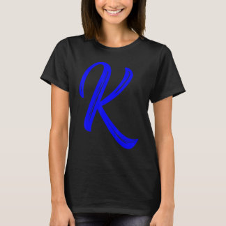 Letter K Alphabet Large Blue Graphic Initial T-Shirt