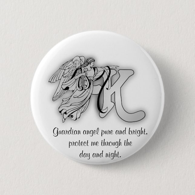 Letter K angel monogram alphabet initial Pinback Button (Front)
