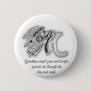 Letter K angel monogram alphabet initial Pinback Button