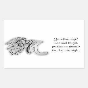 Letter K angel monogram alphabet initial Rectangular Sticker