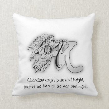 Letter K Angel Monogram Alphabet Initial Throw Pillow by AngelAlphabet at Zazzle