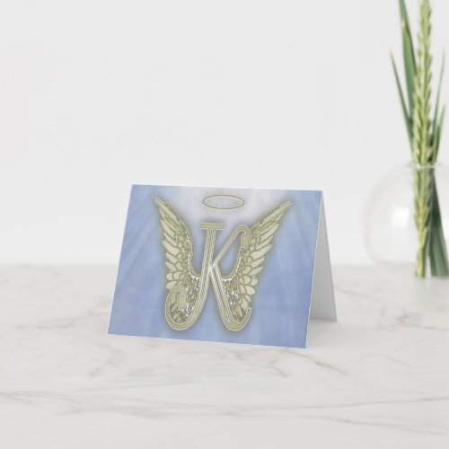 Letter K Angel Monogram Note Card