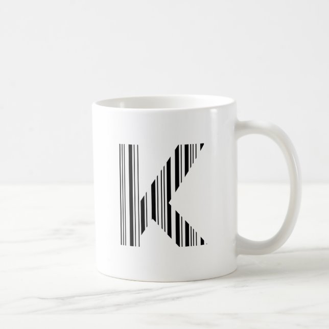 LETTER K BAR CODE First Initial Barcode Pattern Coffee Mug (Right)