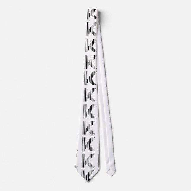 LETTER K BAR CODE First Initial Barcode Pattern Neck Tie (Front)