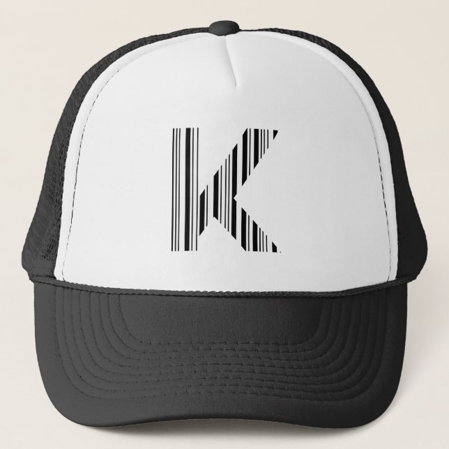LETTER K BAR CODE First Initial Barcode Pattern Trucker Hat (Front)