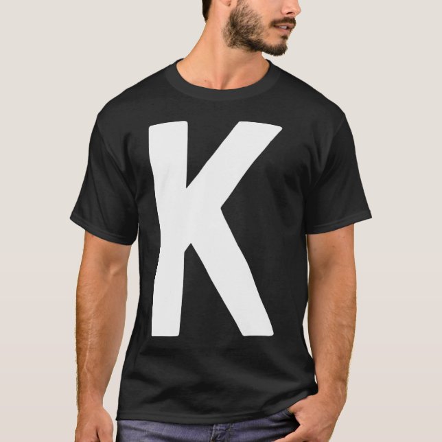 Letter K big and bold white T-Shirt (Front)