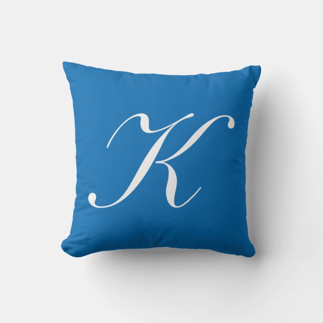 Letter K Blue Monogram Pillow (Front)