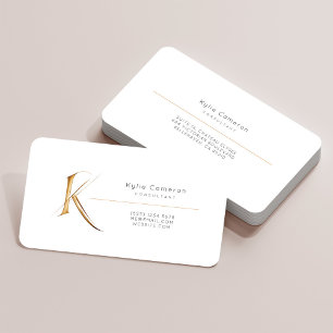 Letter K Calligraphy Gold/Black Gradient Monogram Business Card
