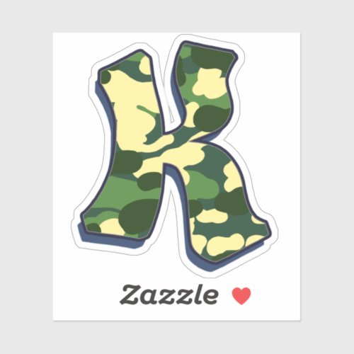 Letter K - Camo Green Sticker