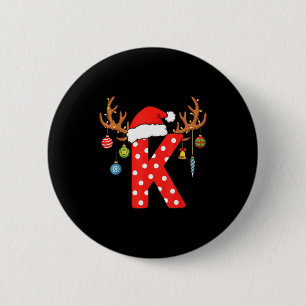 Letter K Christmas Monogram Alphabet Initial Ornam Button
