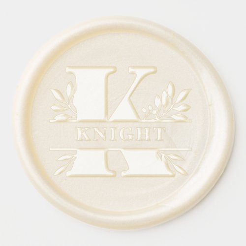 Letter K Classic Foliage Family Name Monogram Wax Seal Sticker