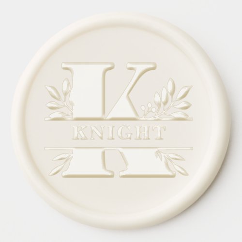 Letter K Classic Foliage Family Name Monogram Wax Seal Sticker