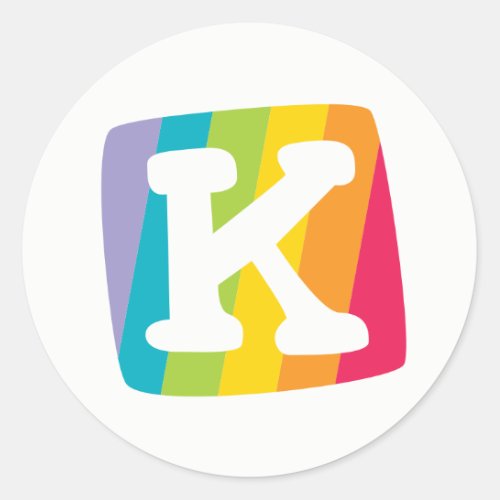 Letter K colorful stripe box monogram sticker