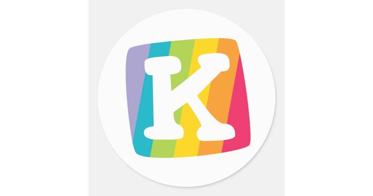 Letter K Colorful Stripe Box Monogram Sticker Zazzle Com