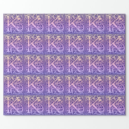 Letter K  Colorful Vintage First Letter Gradient Wrapping Paper