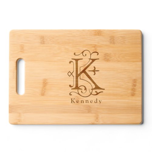 Letter K Elegant Monogram Personalized Name Cutting Board